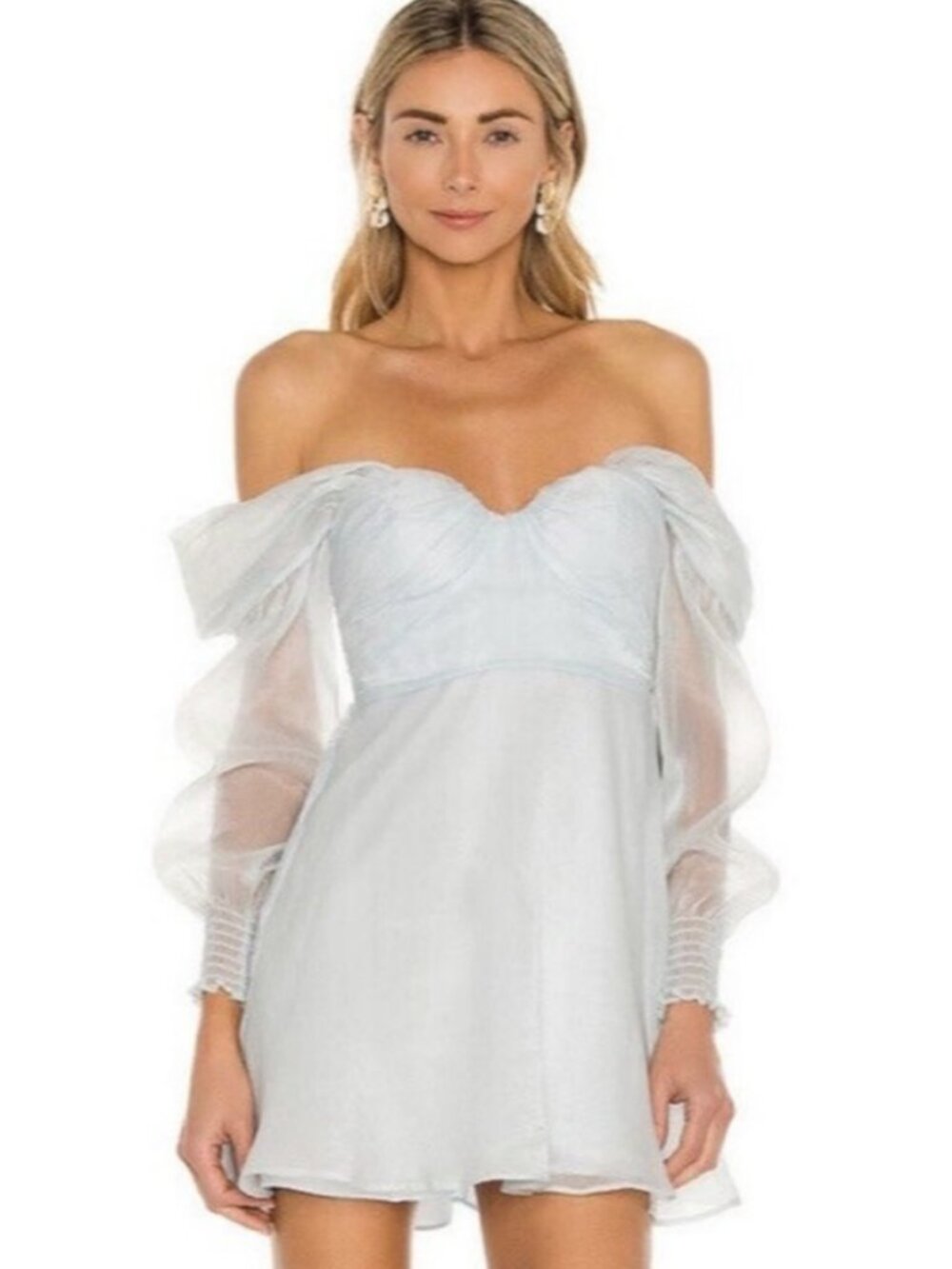 House of Harlow 1960 Revolve SZL Burna Pale Blue Mini Dress Coquette Prom Formal